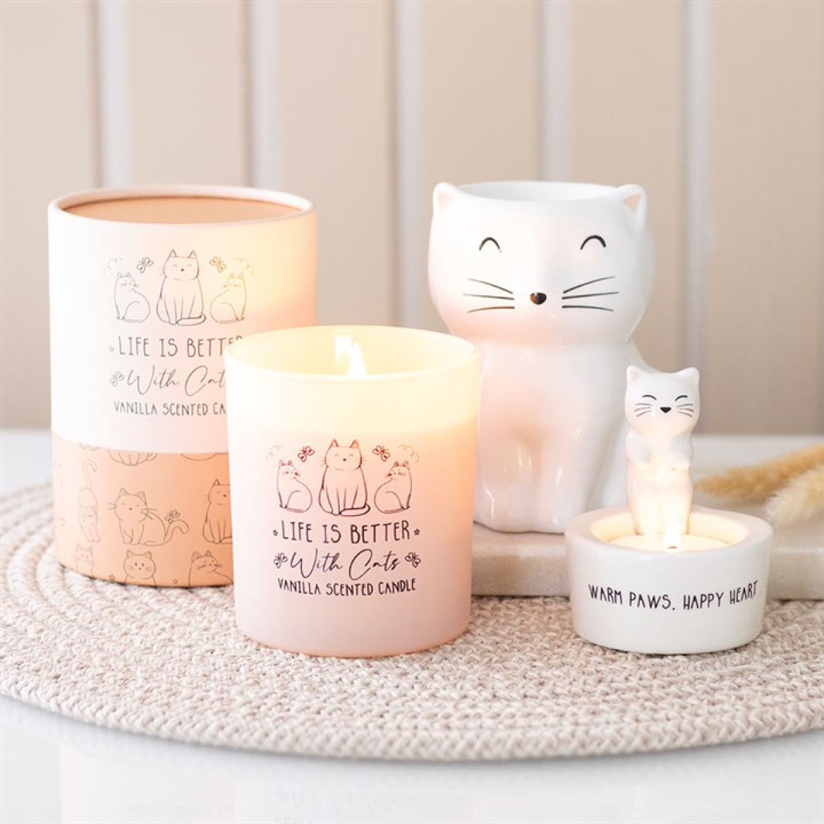 White Happy Cat Oil Burner