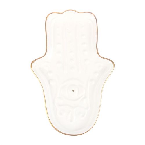 White Hamsa Hand Incense Stick Holder