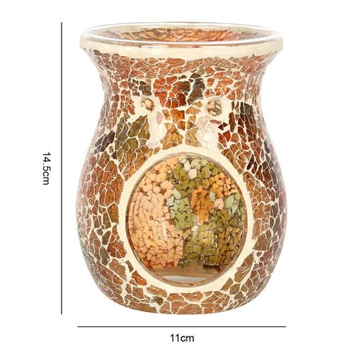 Large Brown Crackle Oil Burner and Wax Warmer